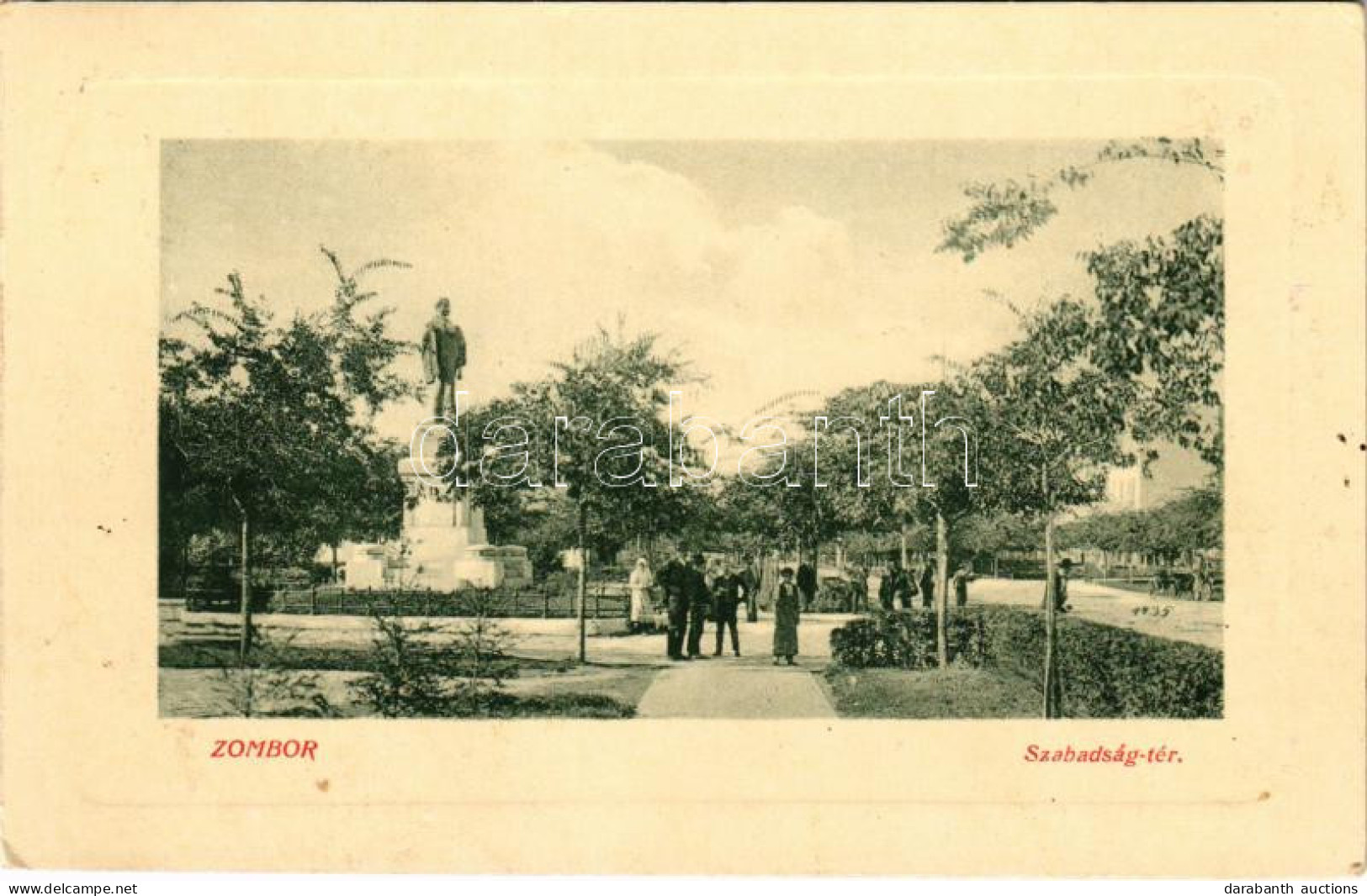 T2/T3 1910 Zombor, Sombor; Szabadság Tér, Schweidel József Szobor. W.L. Bp. 3740. / Square, Monument (EK) - Zonder Classificatie