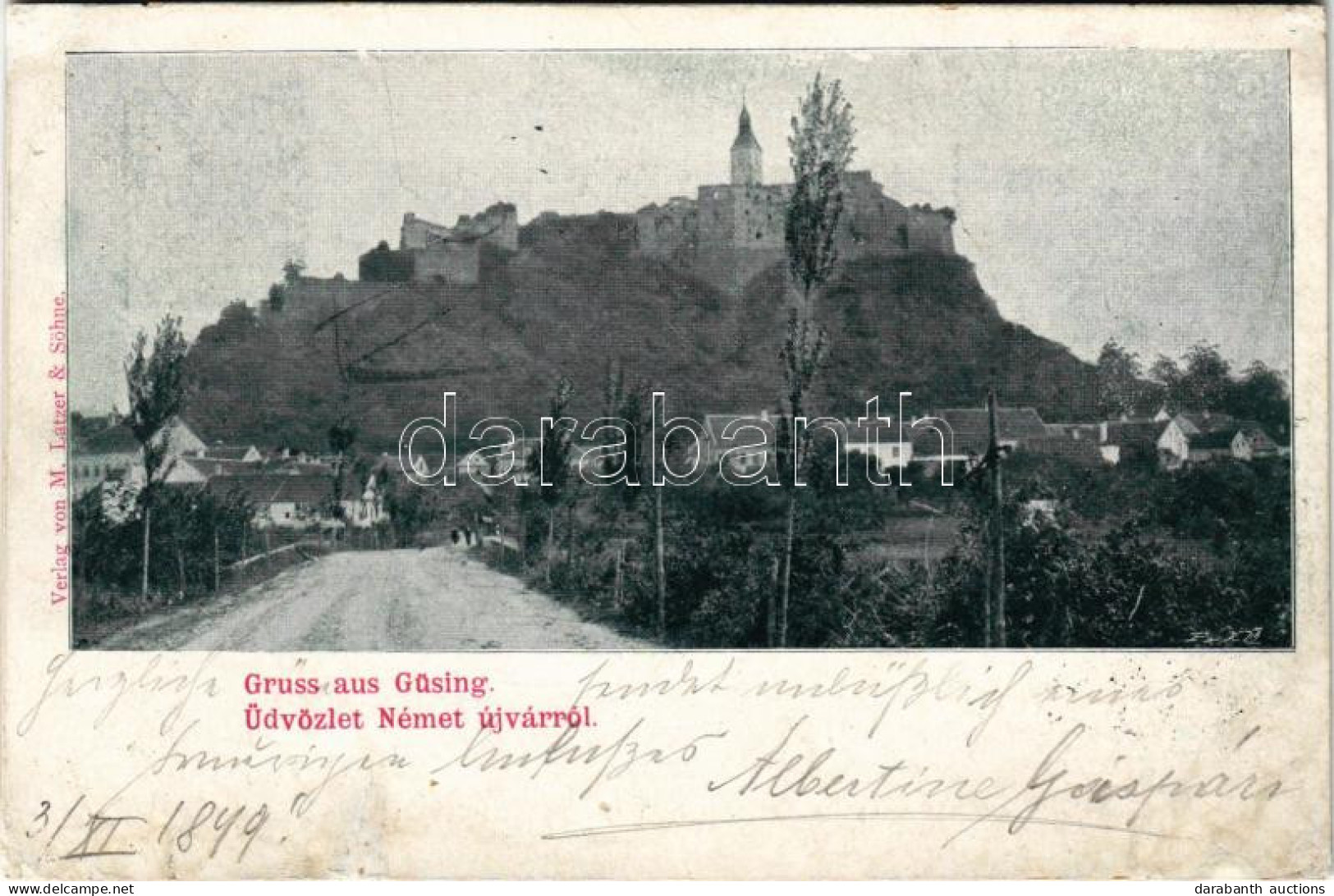 T4 1899 (Vorläufer) Németújvár, Güssing; Vár. M. Latzer & Söhne / Castle (r) - Non Classés