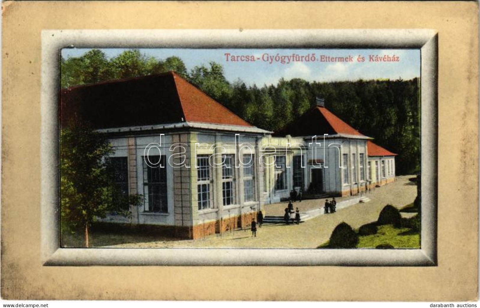 T2/T3 1912 Tarcsa, Tarcsafürdő, Bad Tatzmannsdorf; Éttermek és Kávéház. Brüder Farkas Kiadása / Restaurants And Cafe (EK - Non Classés