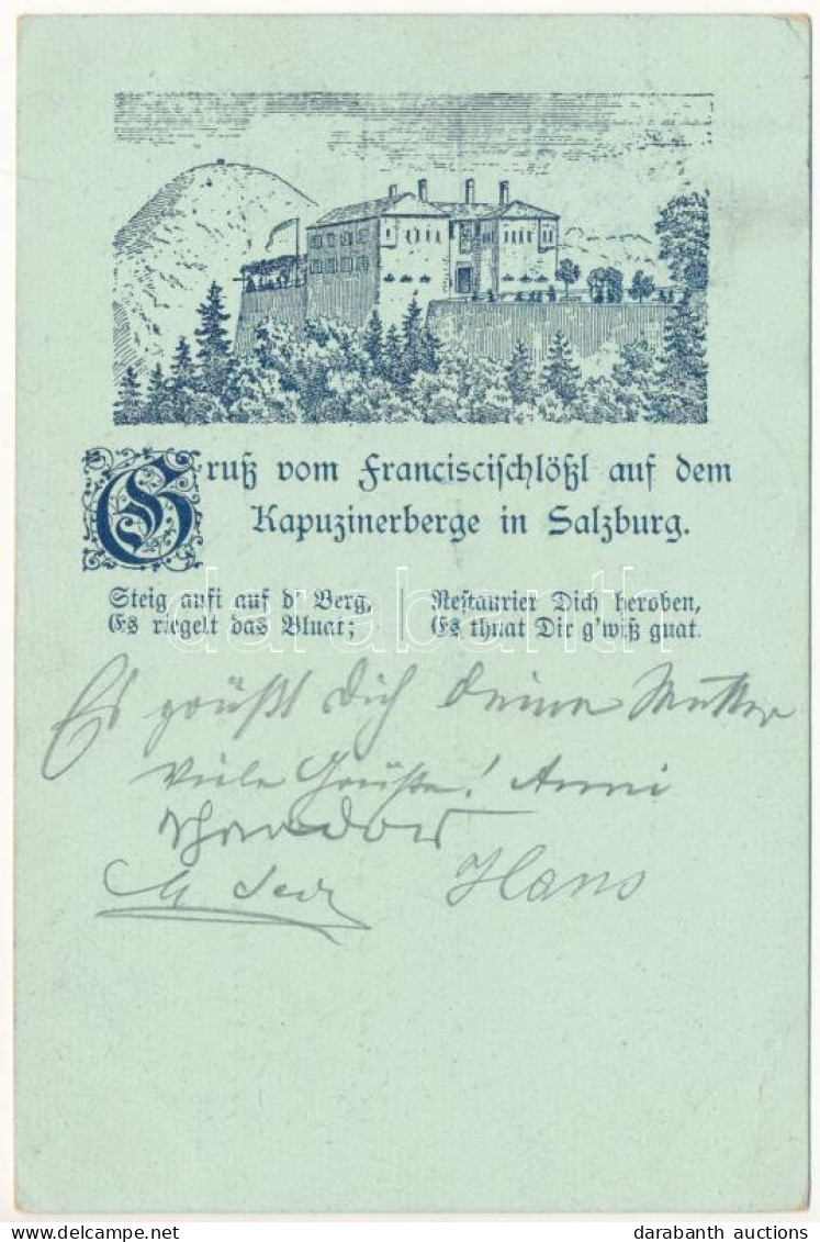 T3 1899 (Vorläufer) Salzburg, Gruß Vom Franziski-Schlössl Auf Dem Kapuzinerberge. Litho (EB) - Sin Clasificación