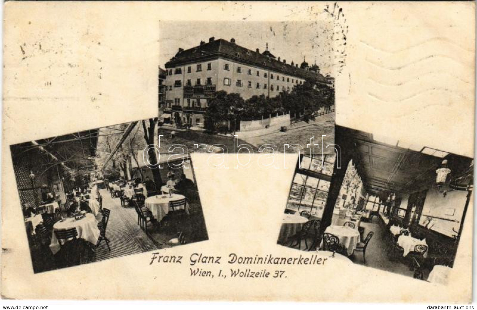 T2/T3 1909 Wien, Vienna, Bécs; Franz Glanz Dominikanerkeller. Wollzeile 37. / Restaurant (fl) - Ohne Zuordnung