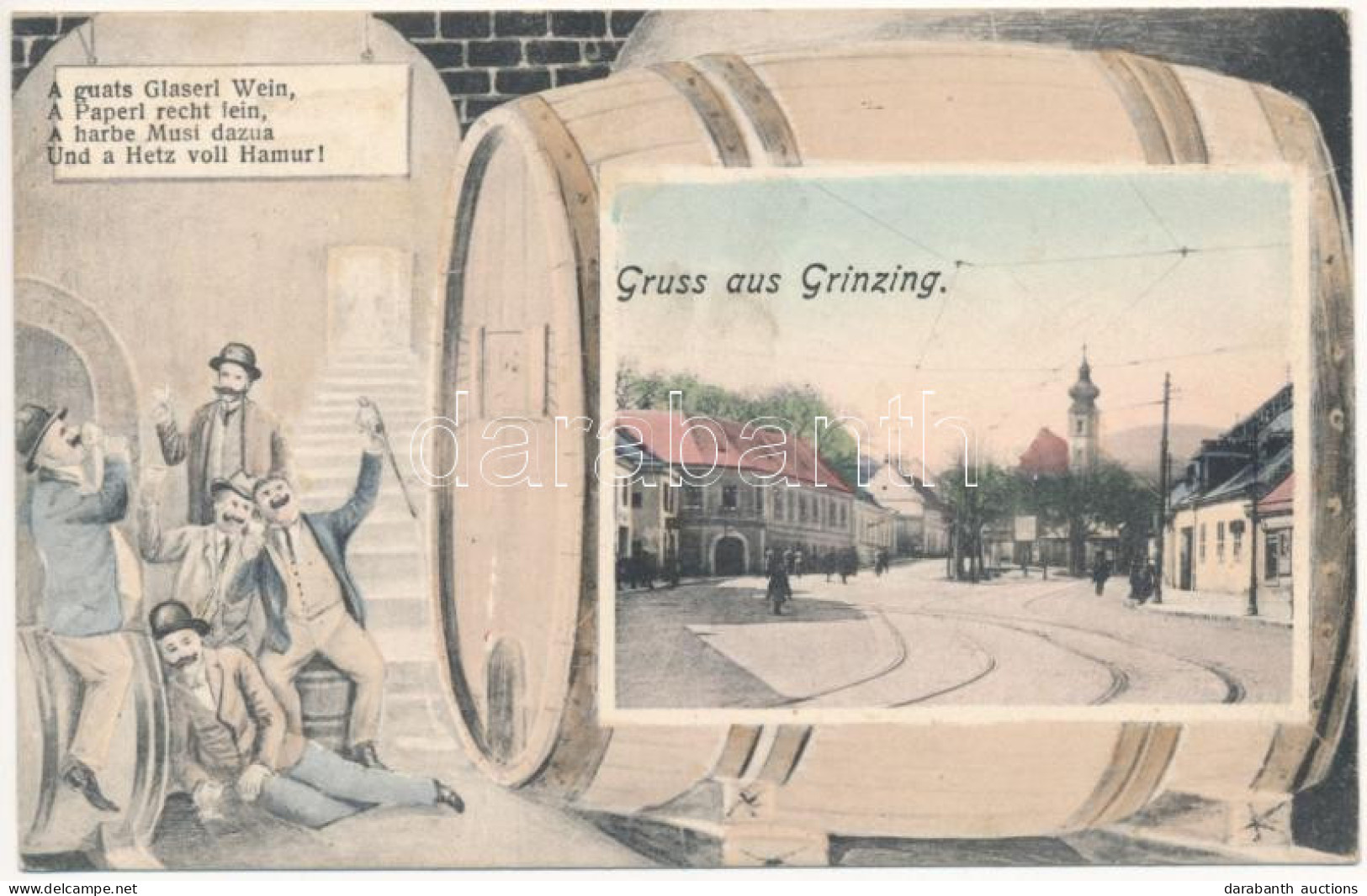 * T2/T3 1918 Wien, Vienna, Bécs XIX. Grinzing. "A Guats Glaserl Wein, A Paperl Recht Fein, A Harbe Musi Dazua Und A Hetz - Ohne Zuordnung