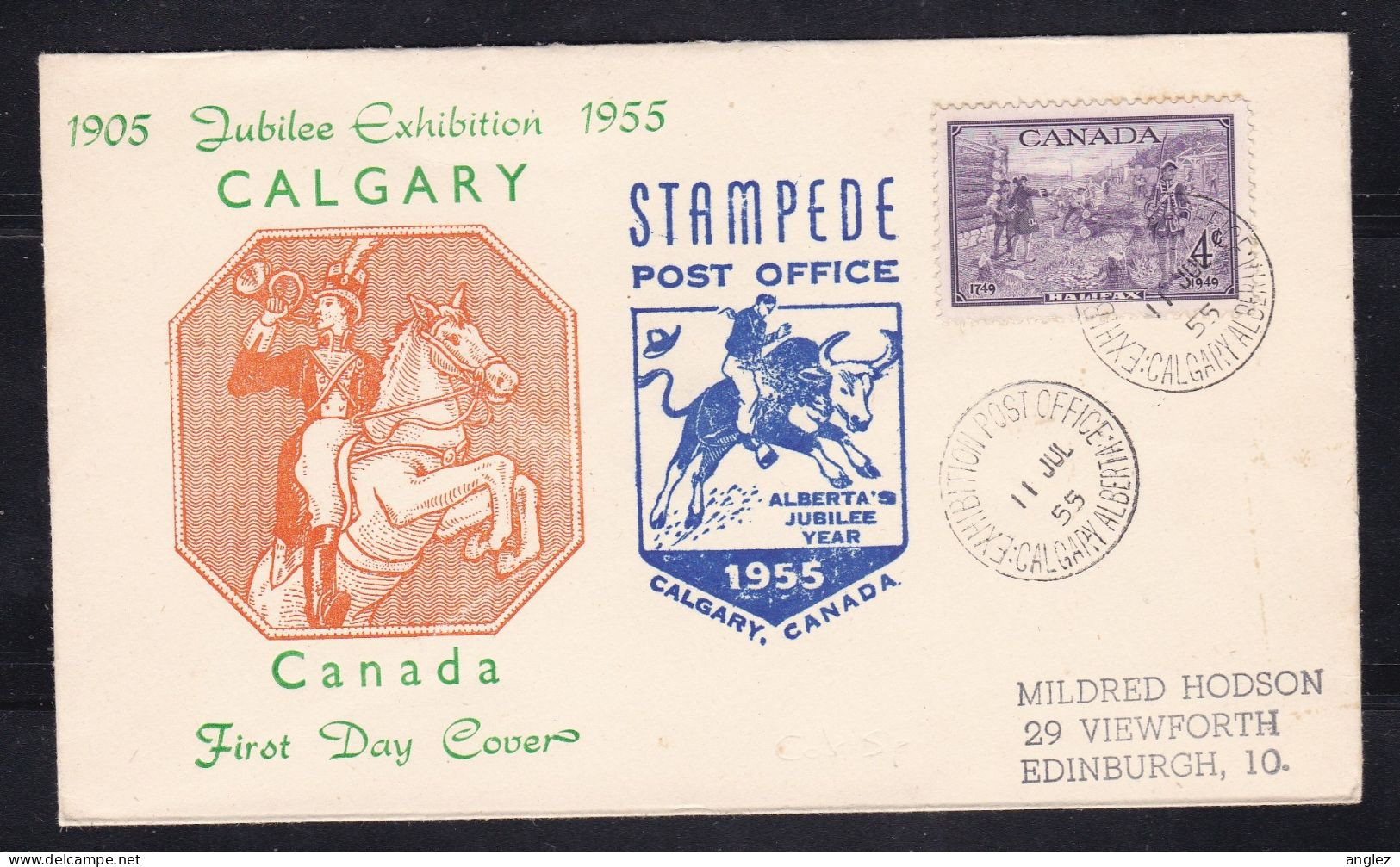 Canada - 1955 Calgary Jubilee Exhibition Cover - PO Cachet & Postmark - Sobres Conmemorativos