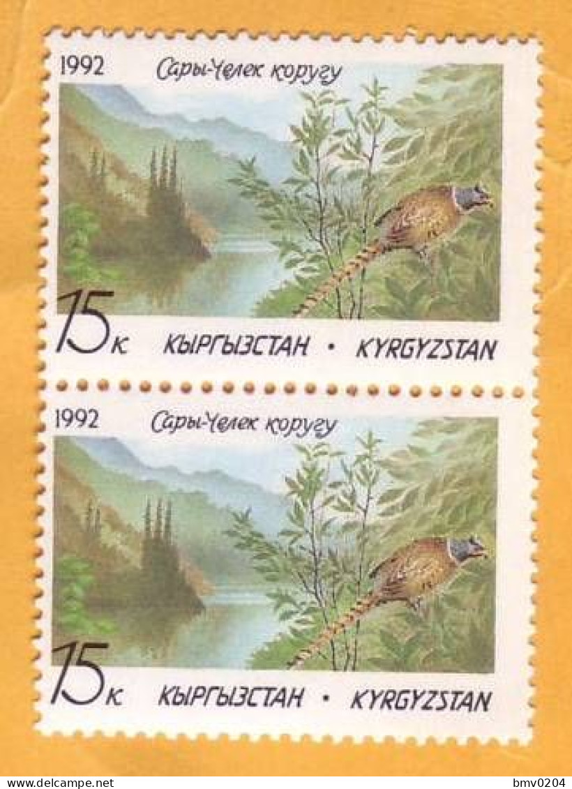 1992  Kyrgystan   Birds. Ringdove. Fauna. Forest. Landscape 2v Mint - Kirghizstan