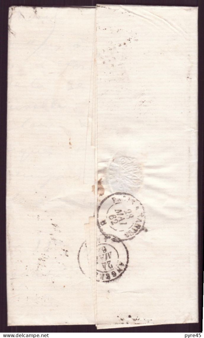 Lettre Manuscrite Du 23 Mai 1862 De Paris Pour Angers - Manuskripte