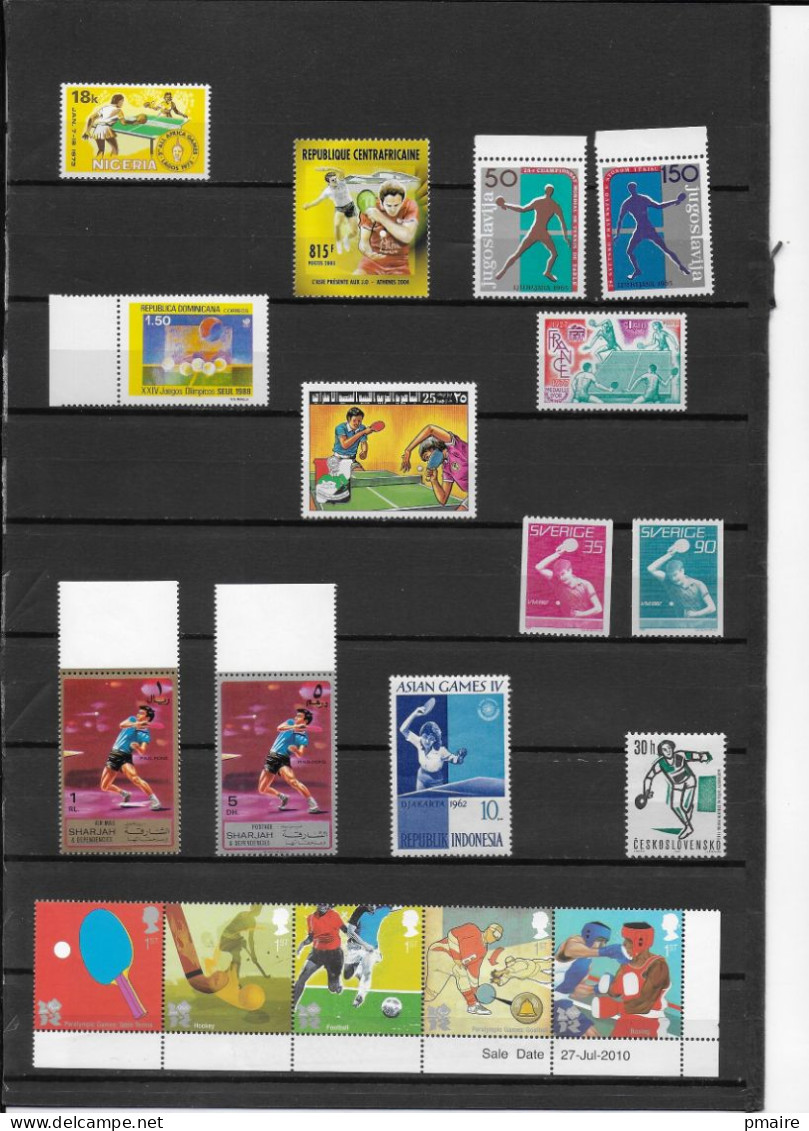 Lotpm111 Lot De Timbres Neufs Tennis De Table Tafel Tennis TischTennis Pingpong 2 Scans - Tennis De Table