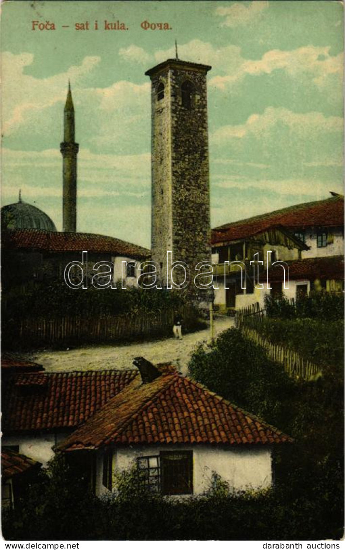 * T2 1911 Foca, Sat I Kula / Clock Tower + "K. Und K. MILIT POST FOCA" - Ohne Zuordnung