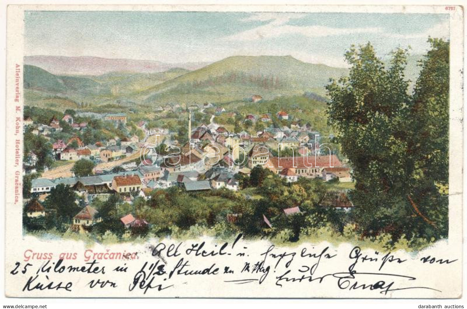 T3 1901 Gracanica, General View. Alleinverlag M. Kohn, Hotelier (tear) - Ohne Zuordnung