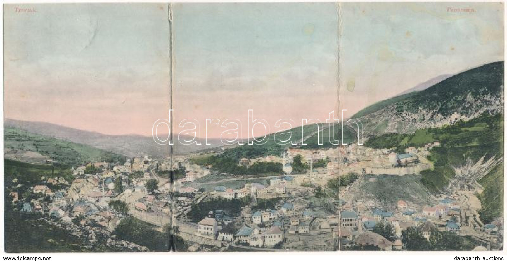 * T4 1910 Travnik, 3-tiled Folding Panoramacard (r) - Unclassified