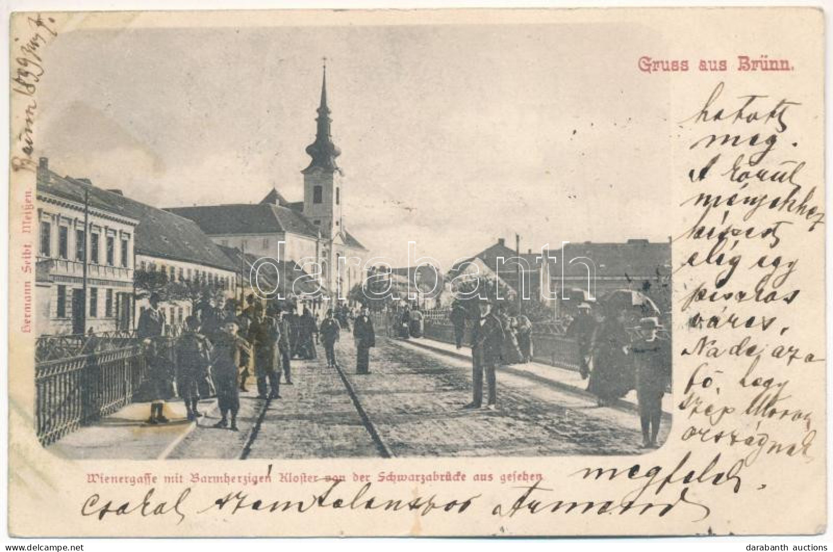 T3 1899 (Vorläufer) Brno, Brünn; Wienergasse Mit Barmherzigen Kloster Von Der Schwarzabrücke Aus Gesehen / Steet View, C - Non Classés