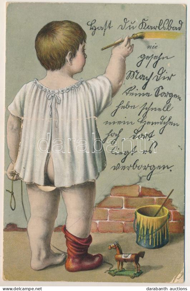 T3 1911 Karlovy Vary, Karlsbad; Leporellocard With 10 Pictures. Little Boy Is Painting, Toy. WSSB Litho (EK) - Unclassified