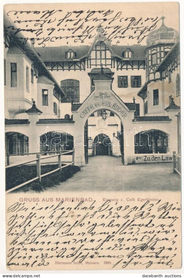 T2/T3 1905 Mariánské Lázne, Marienbad; Eingang Z. Café Egerländer / Café Entrance. Hermann Seibt 3399. (fl) - Ohne Zuordnung