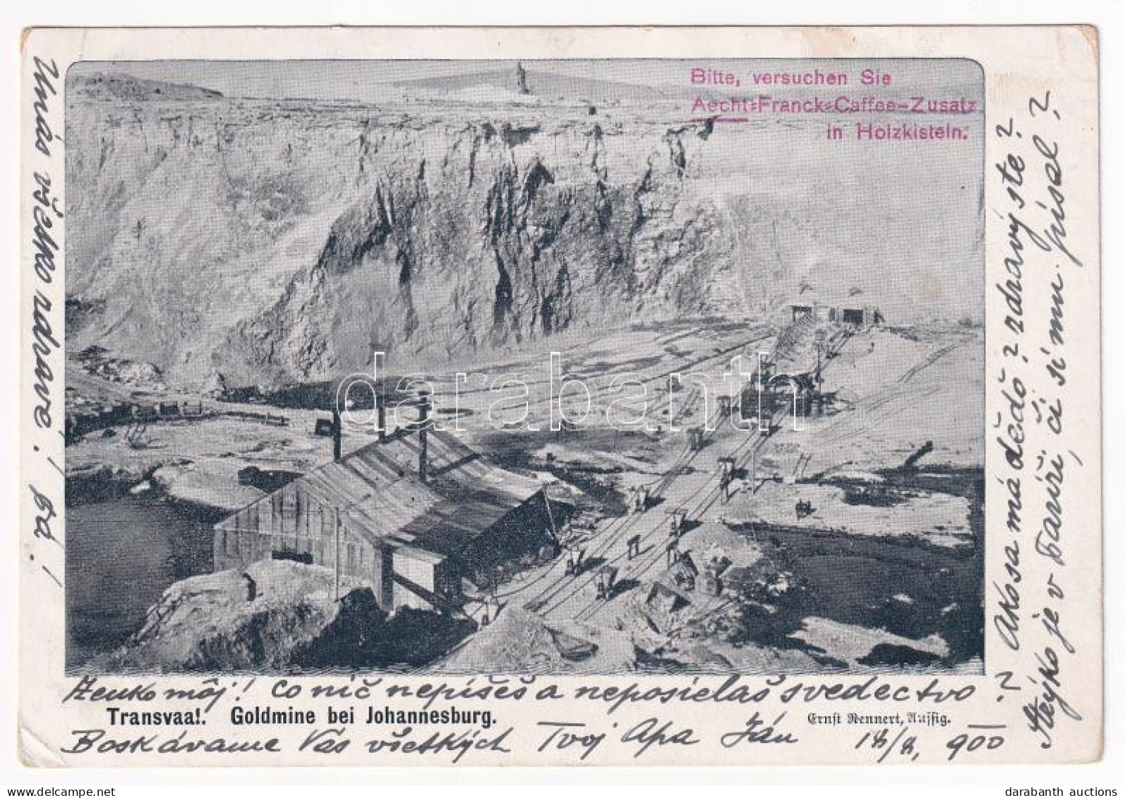 T2/T3 1900 Johannesburg, Goldmine / Gold Mine, Industrial Railway. Franck Coffee Advertisement (EK) - Non Classés