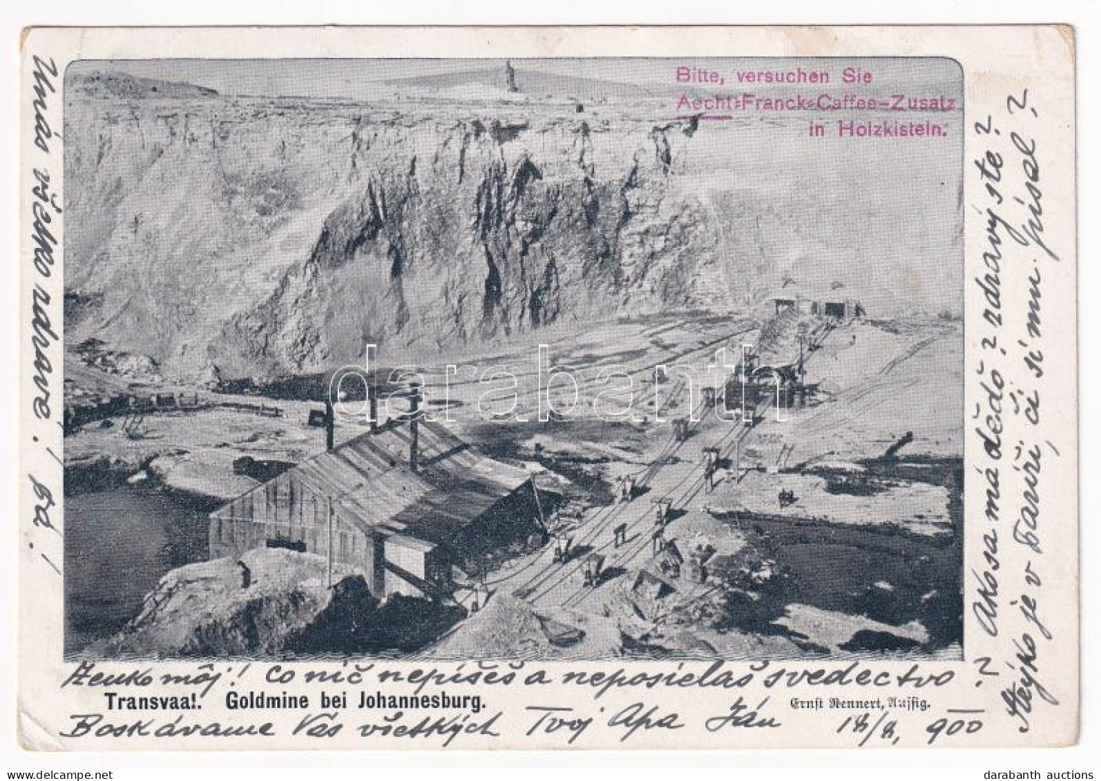 T2/T3 1900 Johannesburg, Goldmine / Gold Mine, Industrial Railway. Franck Coffee Advertisement (EK) - Zonder Classificatie