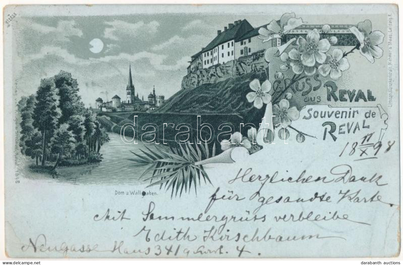 * T2/T3 1898 (Vorläufer) Tallinn, Reval; Dom Und Wallgraben / Cathedral And Castle Wall. Kluge & Ströhm Art Nouveau, Flo - Ohne Zuordnung