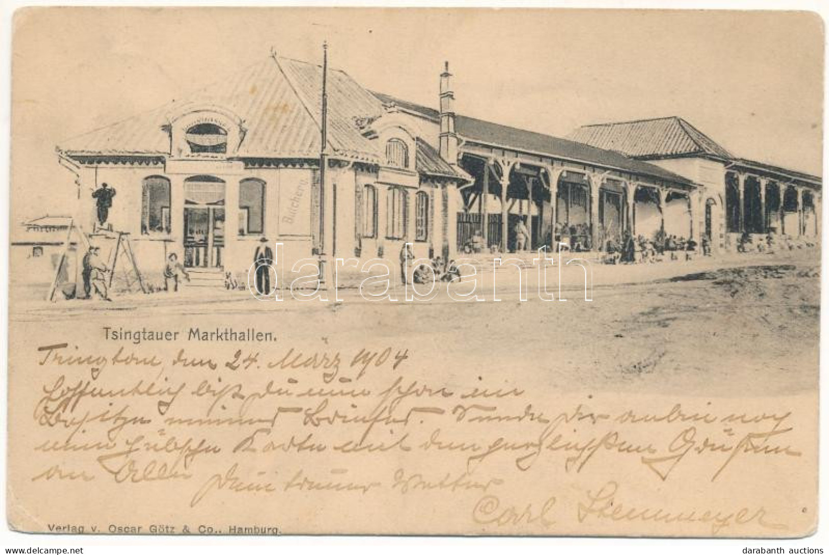 * T3 1904 Qingdao, Tsingtao, Tsingtau, Kiautschou Bay Concession; Tsingtauer Markthallen / Market Hall, Butchery. Verlag - Non Classés