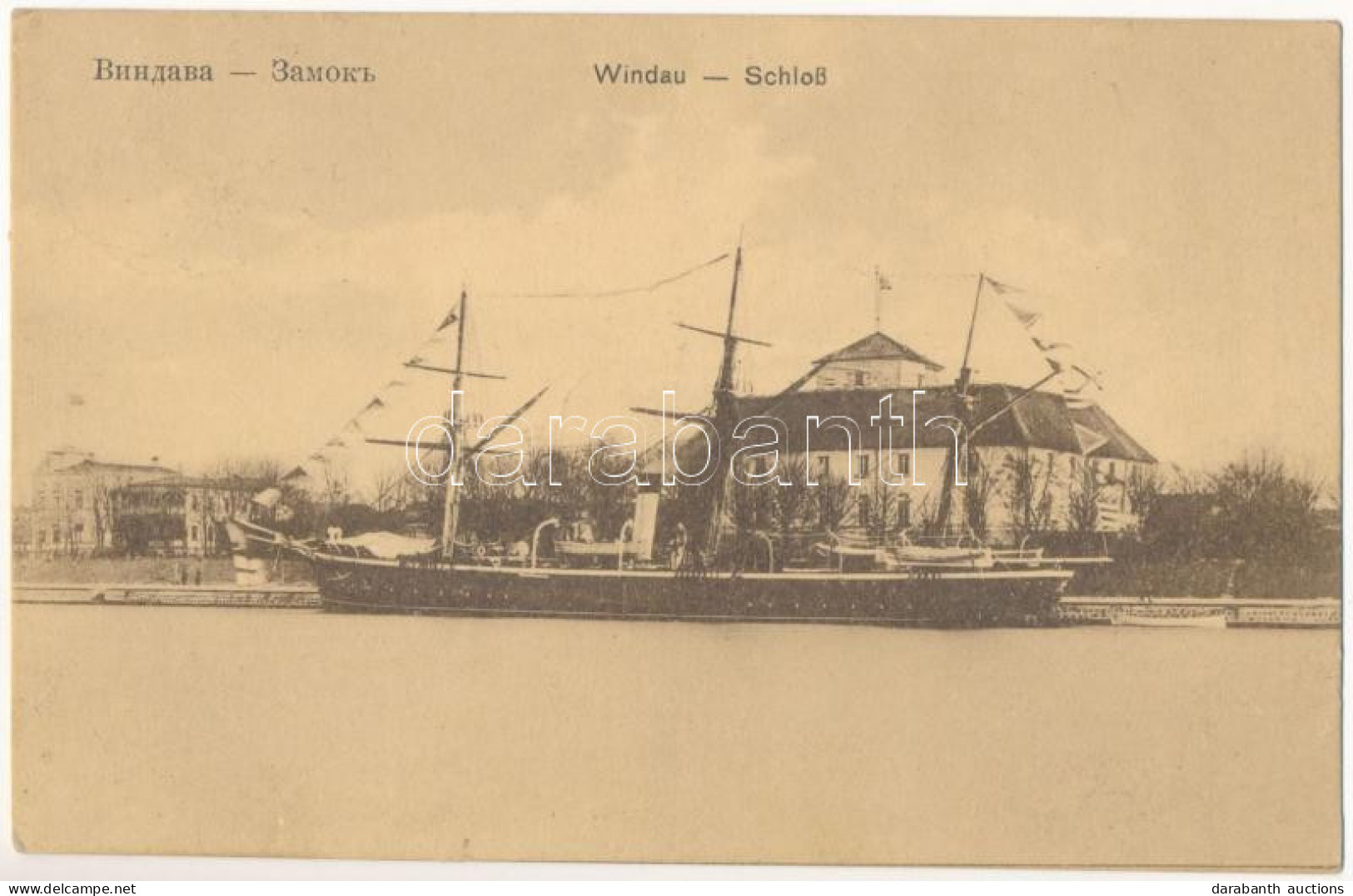 T2 1917 Ventspils, Windau; Schloss / Castle, Steamship - Ohne Zuordnung