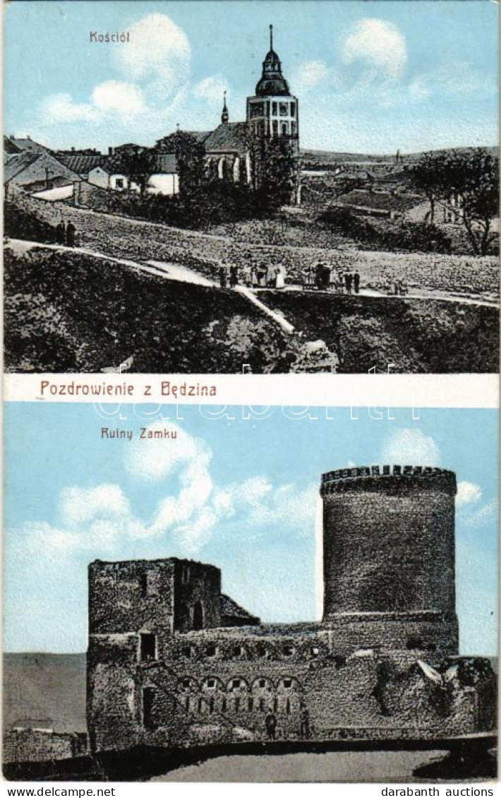 T2/T3 1914 Bedzin, Kosciól, Ruiny Zamku / Church, Castle Ruins (EB) - Zonder Classificatie