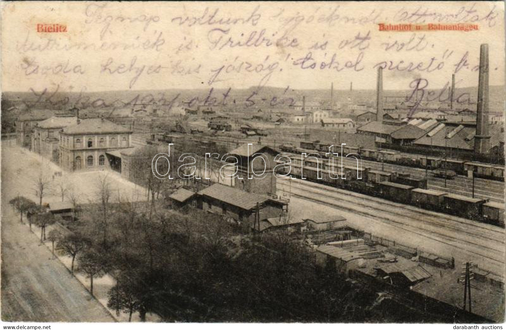 T3/T4 1931 Bielsko-Biala, Bielitz; Bahnhof Und Bahnanlagen / Railway Station, Trains (r) - Unclassified