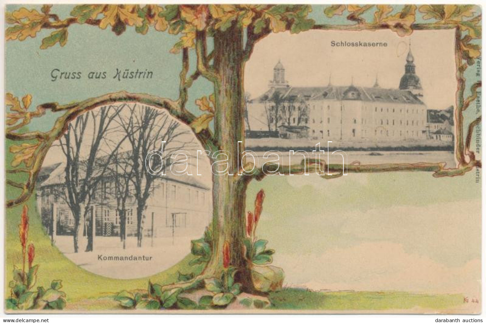 ** T3 Kostrzyn Nad Odra, Küstrin; Schlosskaserne, Kommandantur. Verlag H. Faethe / Military Castle Barracks, Commandant. - Non Classés