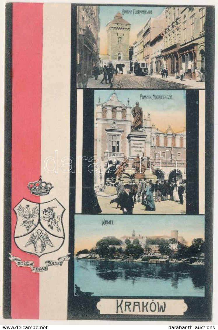 ** T1 Kraków, Krakkau, Krakkó; Brama Floryanska, Pomnik Mickiewicza, Wawel / Gate, Monument, Castle, Tram. Art Nouveau P - Unclassified