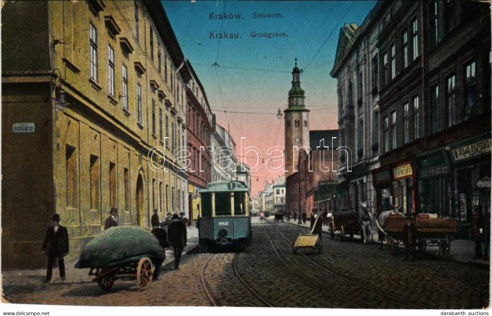 T2 Kraków, Krakkau, Krakkó; Stradom / Grodgasse / Street, Tram, Shops - Unclassified