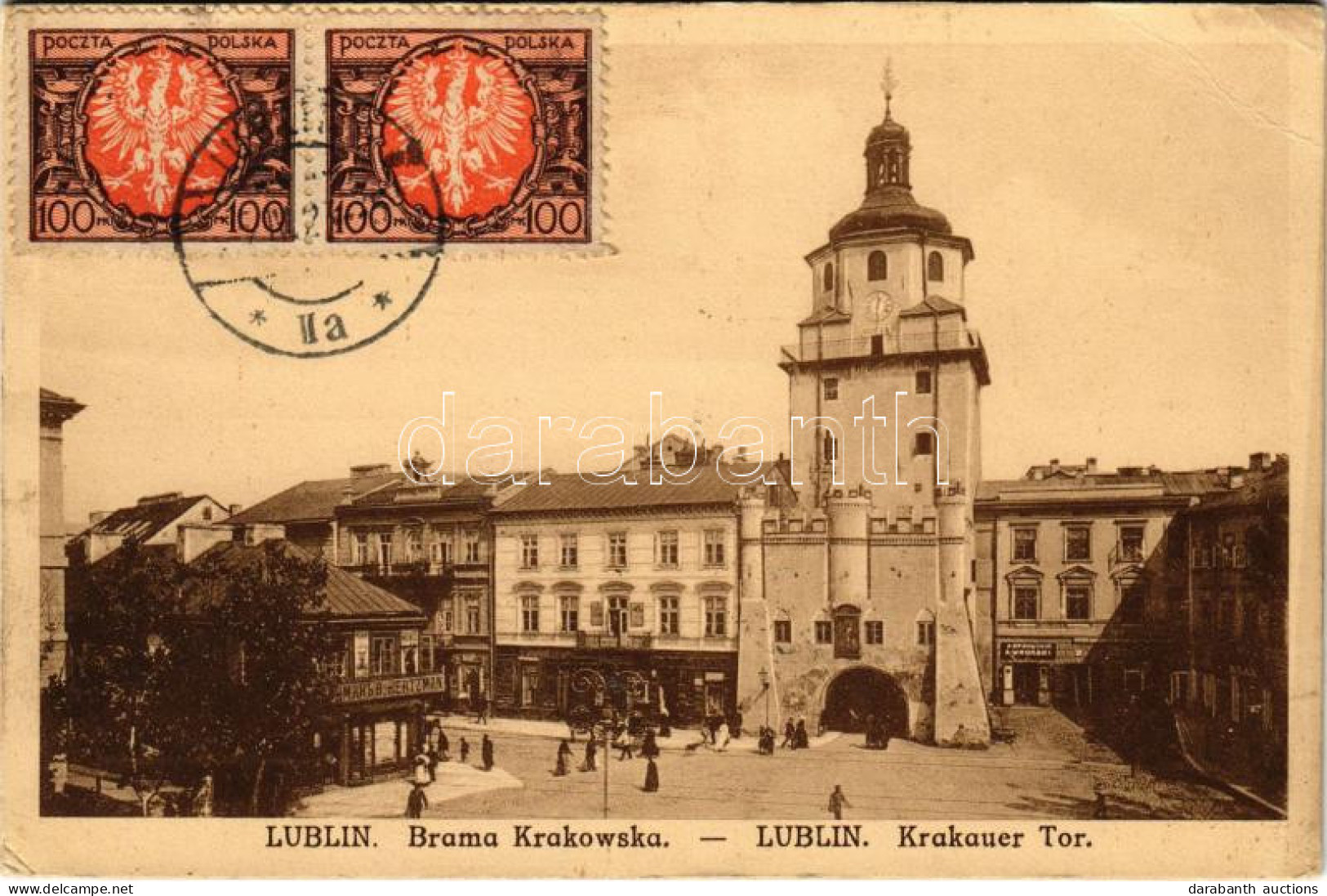 T3 1923 Lublin, Brama Krakowska / Krakauer Tor / City Gate, Shops Of Hertzman And Wronski (EB) - Zonder Classificatie