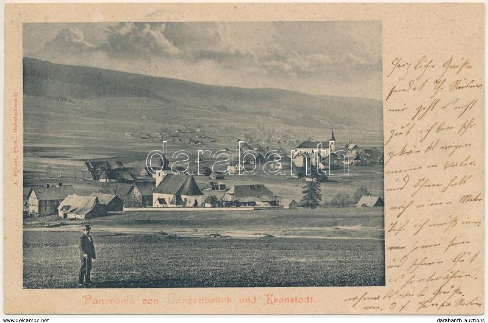 T2/T3 1901 Mostowice, Langenbrück; Panorama Von Langenbrüch Und Kronstadt / General View. Phot. A. Gröger (gyűrődések /  - Ohne Zuordnung