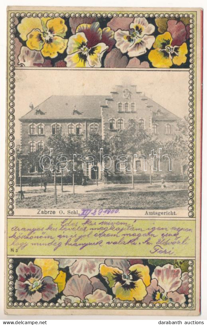 * T2/T3 1900 Zabrze, Amtsgericht / District Court. Hans Mücke Art Nouveau, Floral, Litho (EK) - Non Classés
