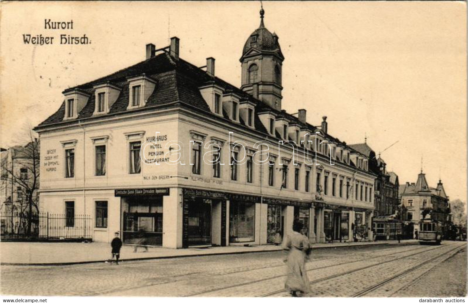 T2/T3 1908 Dresden, Weisser Hirsch (Weißer Hirsch); Kurort, Kurhaus, Hotel, Pension, Restaurant, Deutsche Bank Filiale D - Unclassified