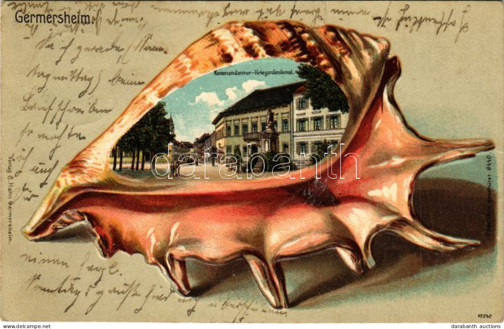 * T4 Germersheim, Kommandantur-Kriegerdenkmal / Military Monument. Art Nouveau, Emb. Litho Shell (pinholes) - Unclassified