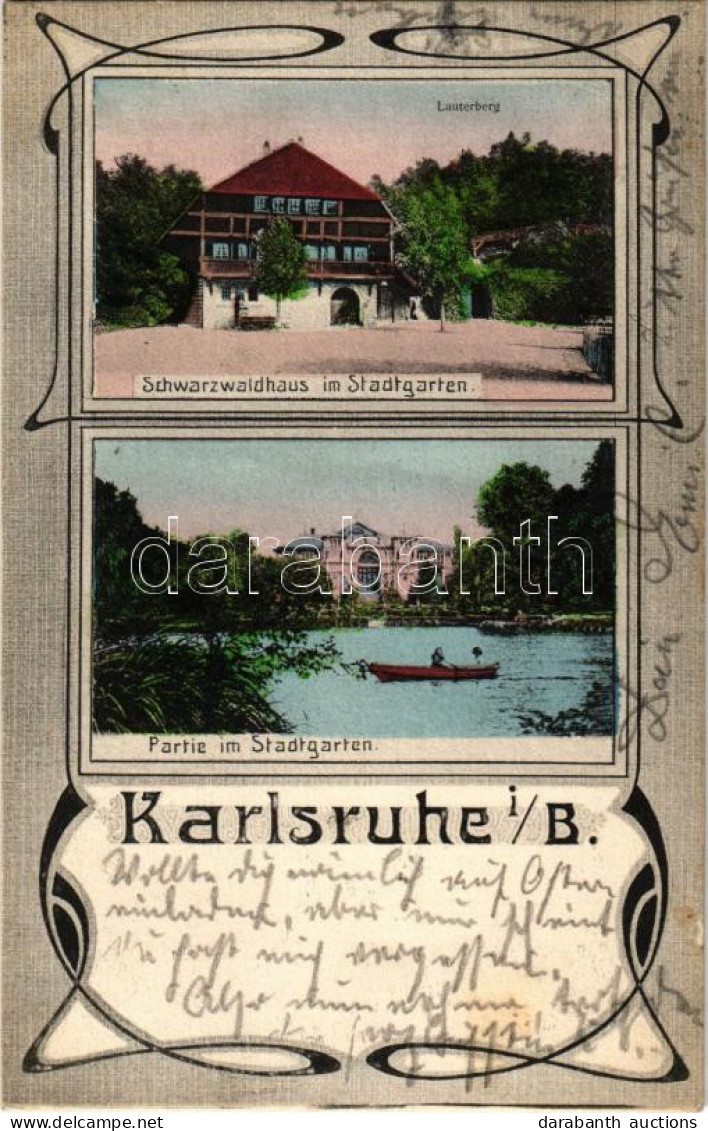 T2/T3 1908 Karlsruhe, Schwarzwaldhaus Im Stadtgarten. Art Nouveau (fl) - Unclassified