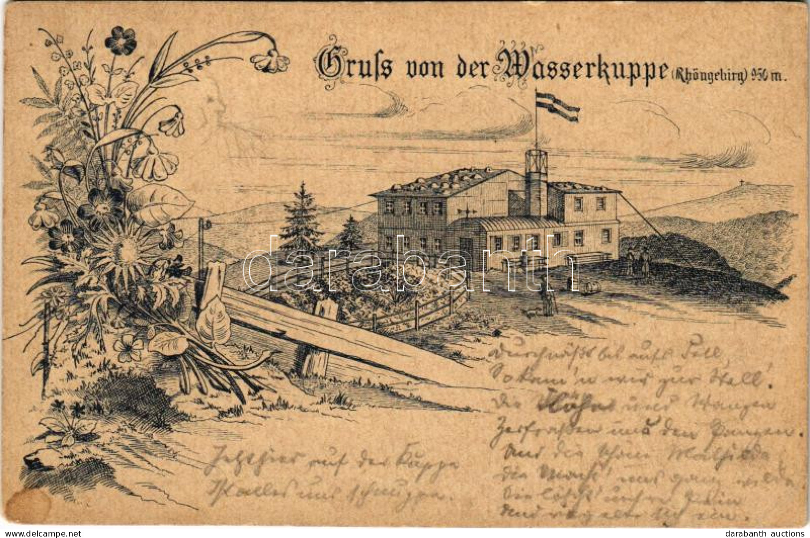 T2/T3 1894 (Vorläufer!!!) Wasserkuppe (Rhöngebirge), Rest House. Art Nouveau, Floral, Litho (fl) - Ohne Zuordnung