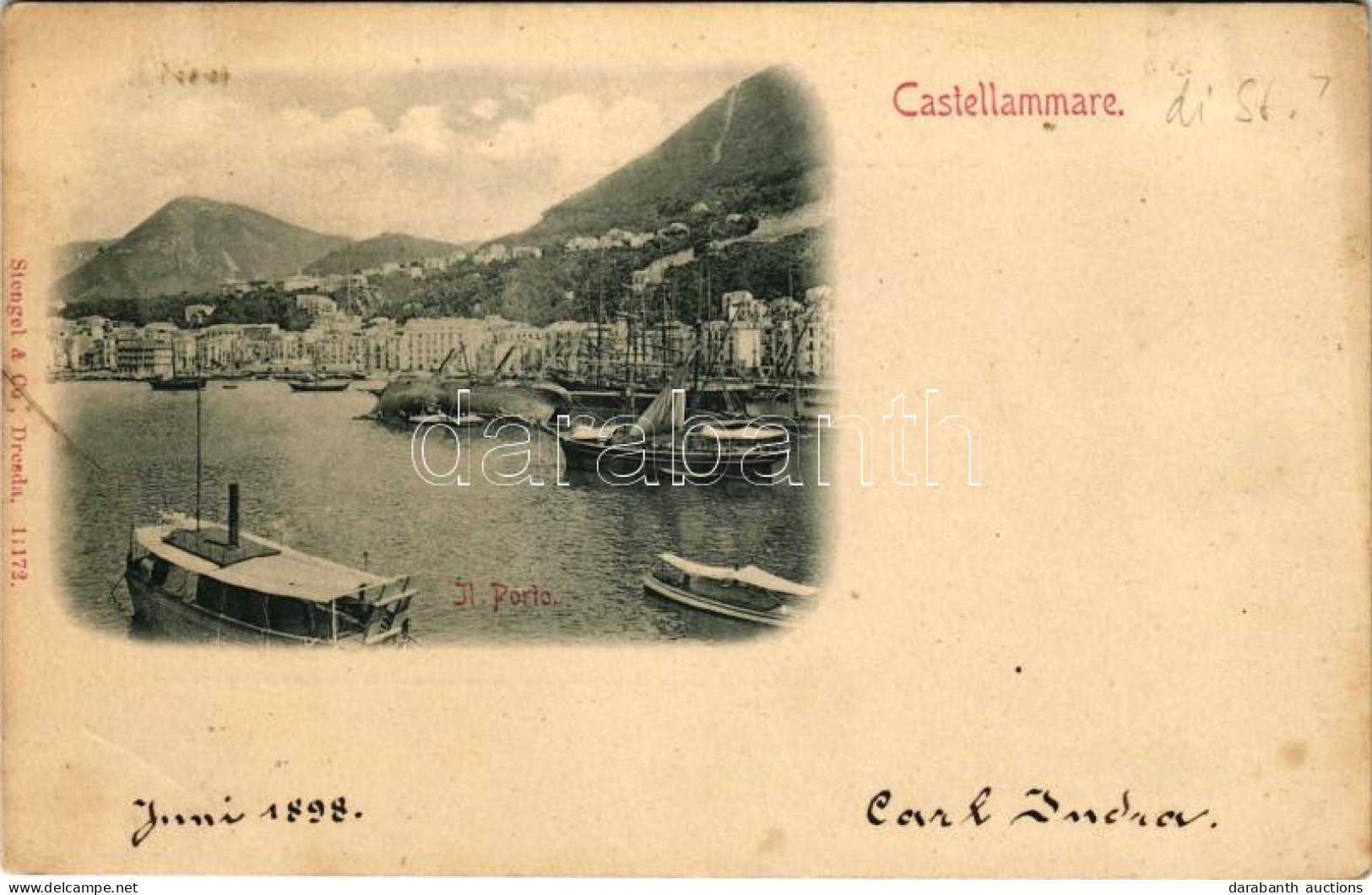 * T2/T3 1898 (Vorläufer) Castellammare Di Stabia, Il Porto / Port (glue Marks) - Zonder Classificatie