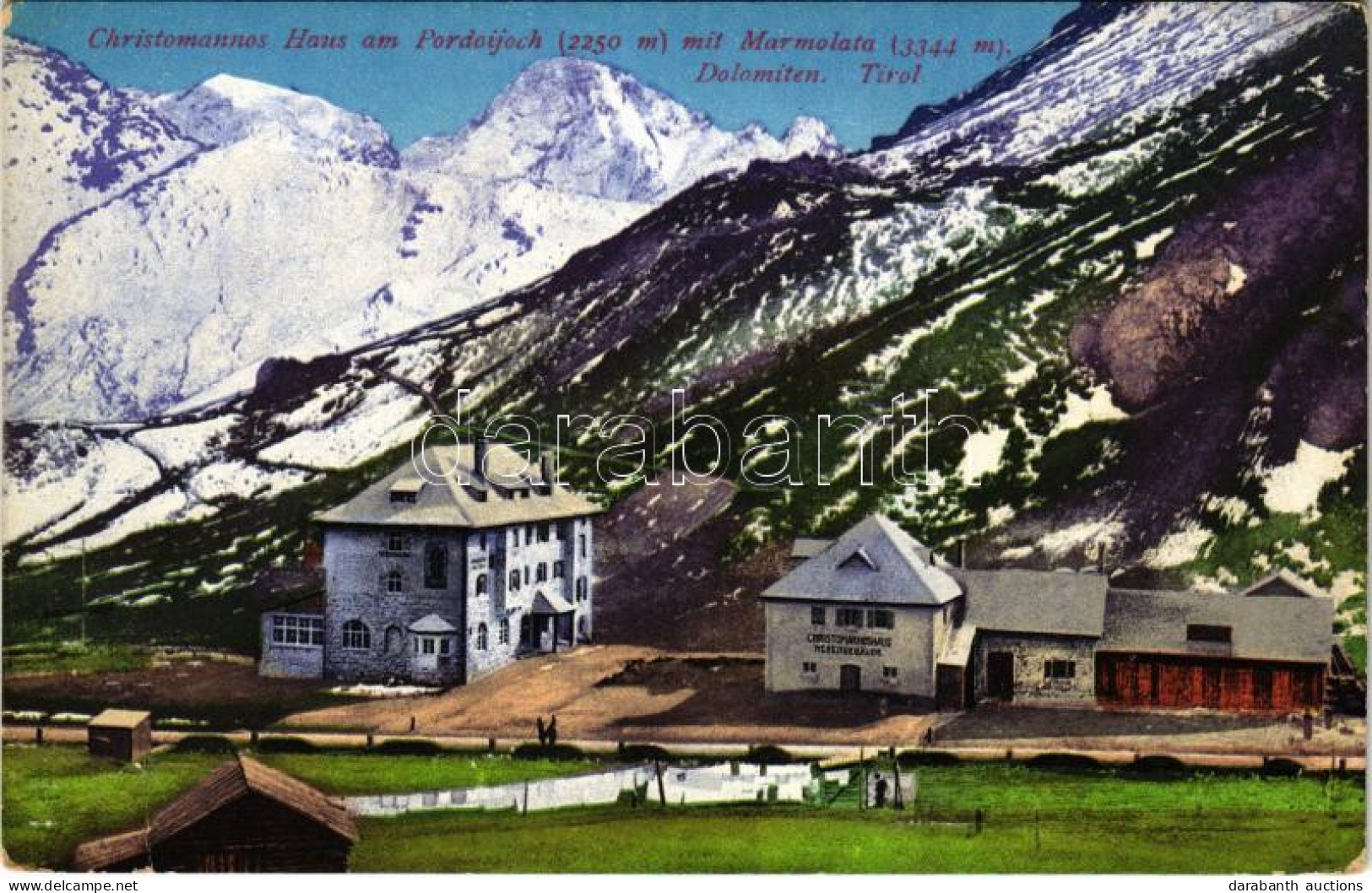 ** T2/T3 Passo Pordoi, Pordoijoch (Dolomiti, Dolomites; Südtirol); Christomannos Haus Am Pordoijoch Mit Marmolata / Rest - Ohne Zuordnung