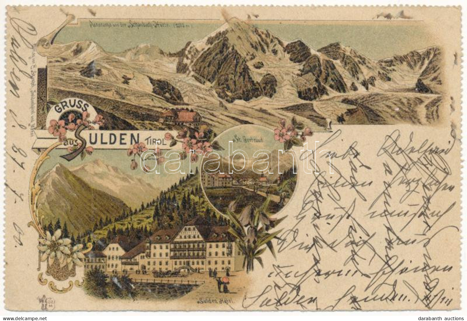 T3 1900 Solda, Sulden (Südtirol); Panorama Von Der Schaubach Hütte (2573 M), St. Gertraud, Sulden Hotel. E. Stanzel Art  - Unclassified