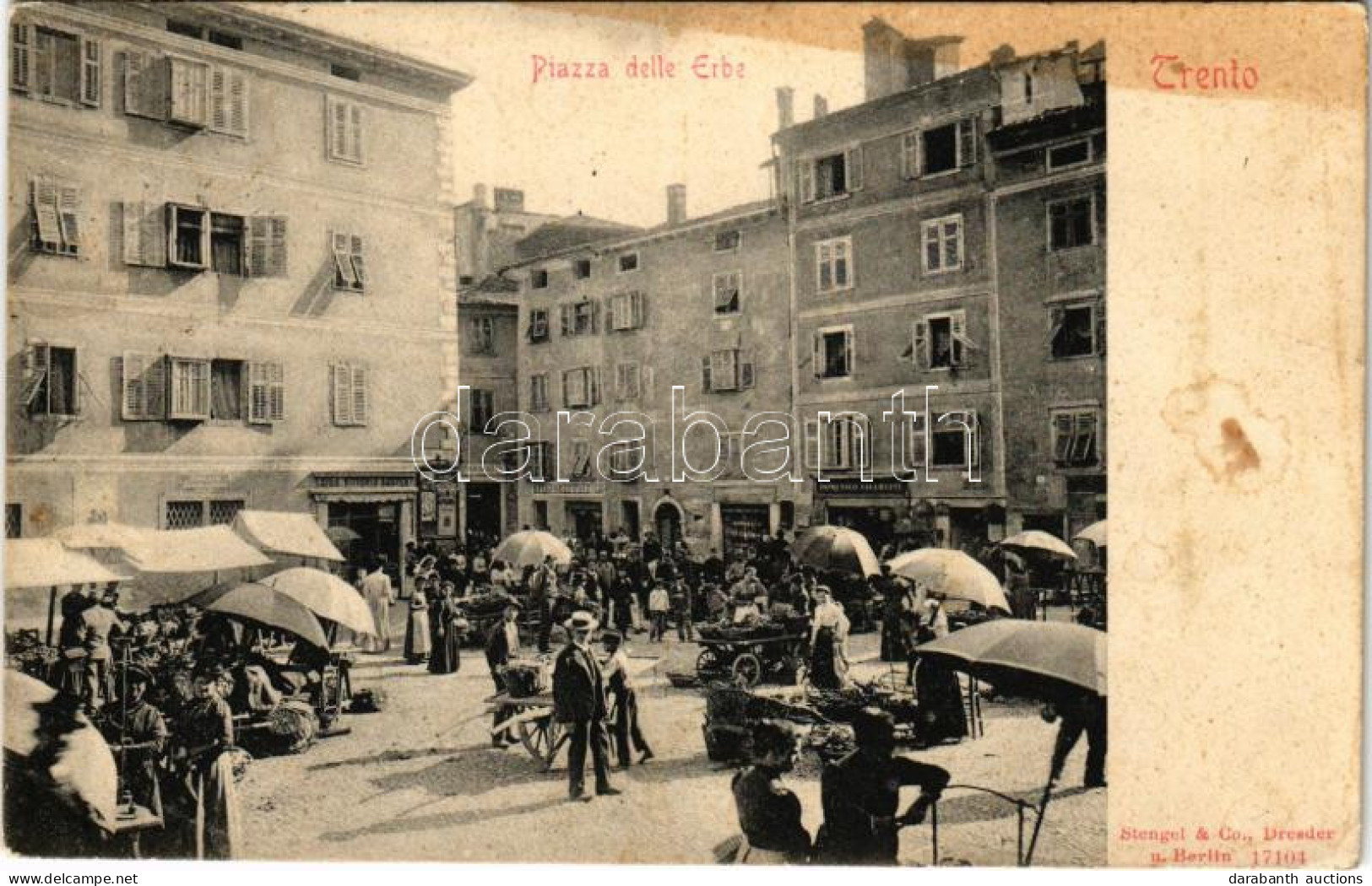 T2/T3 1933 Trento, Trient (Südtirol); Piazza Delle Erbe, Domenico Valentini, Caffe Commercio, Gius Vittorio Suster / Fru - Non Classés