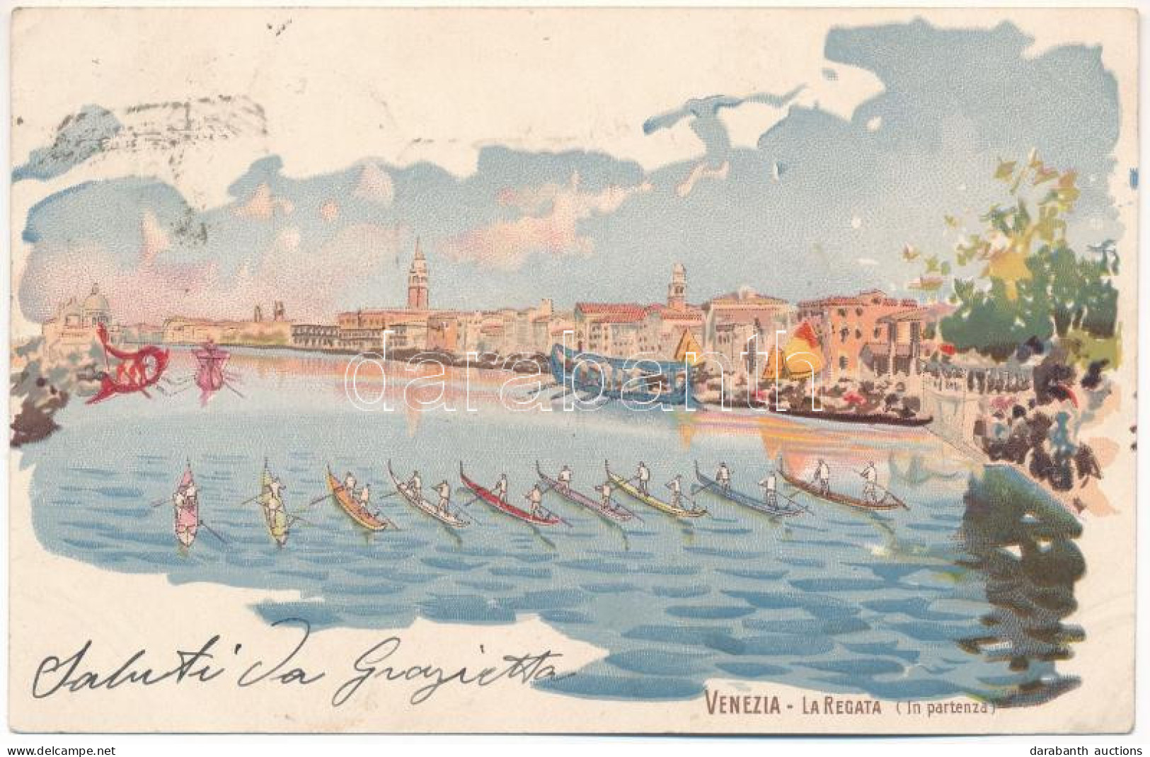 * T3/T4 Venezia, Venice; La Regata (In Partenza) / The Historic Regatta Start. F. Guggua Litho (Rb) - Non Classificati