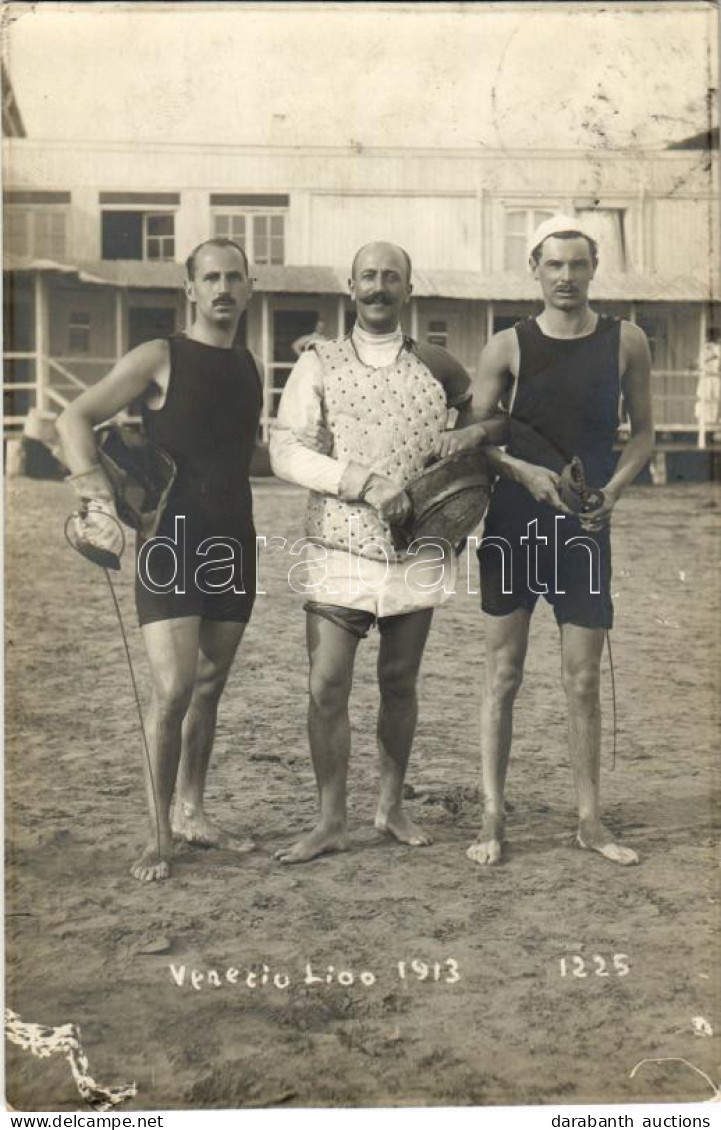 T2/T3 1913 Venezia, Venice; Lido / Fencers On The Beach. Engel Photo (EK) - Ohne Zuordnung