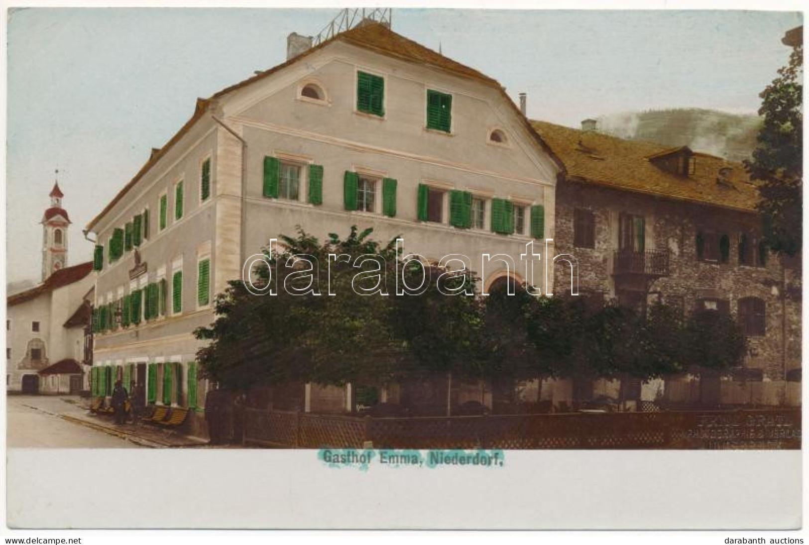 ** T2 Villabassa, Niederdorf (Südtirol); Gasthof Emma / Hotel. Fritz Gratl Hand-coloured Photo - Ohne Zuordnung