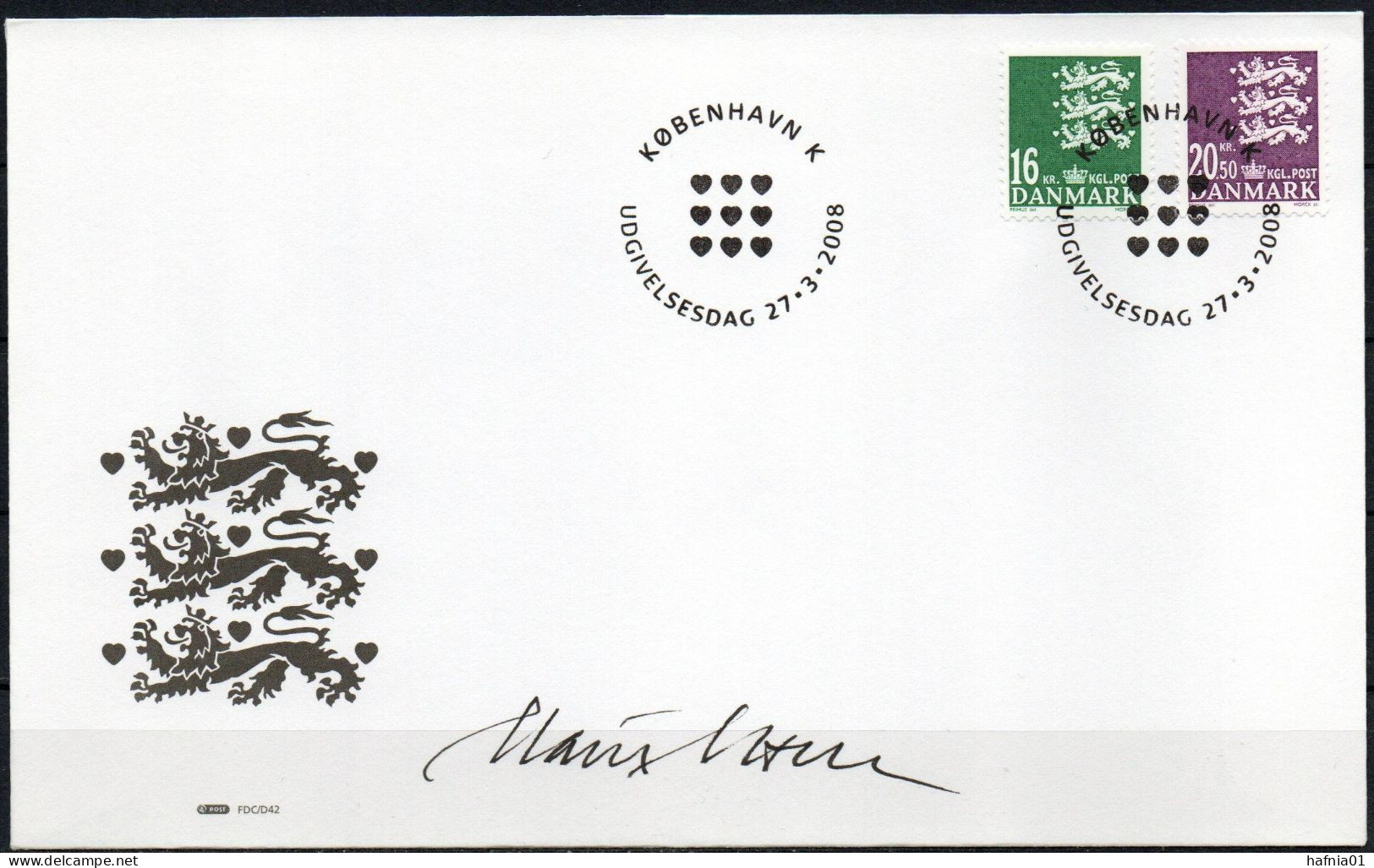 Martin Mörck. Denmark 2008. Coat Of Arms. Michel 1491 - 1492 FDC. Signed. - FDC