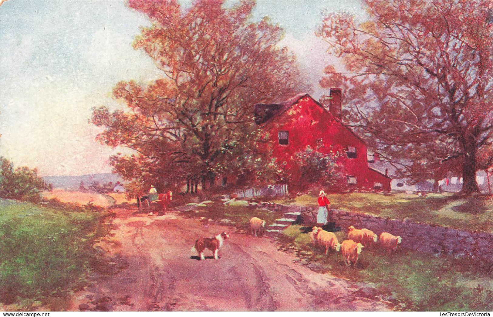 METIERS - Paysans - Ferme - Troupeau De Moutons - Colorisé - Carte Postale Ancienne - Farmers