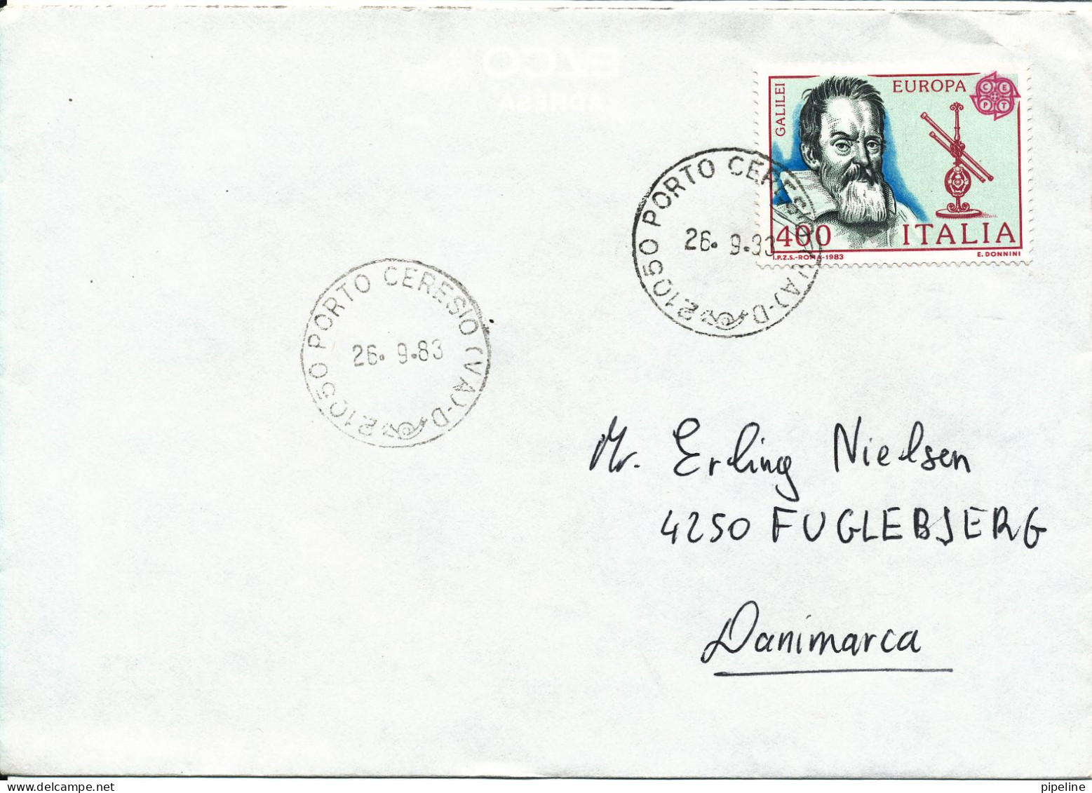 Italy Cover Sent To Denmark 26-9-1983 Single Franked EUROPA CEPT - 1981-90: Marcophilie