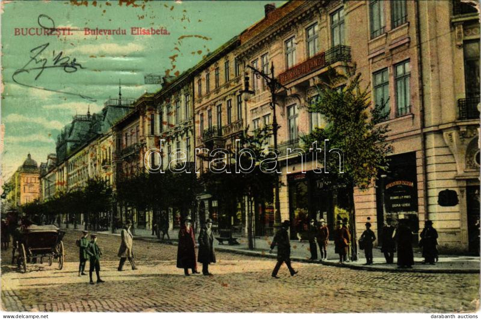 T3 1913 Bucharest, Bukarest, Bucuresti, Bucuresci; Bulevardu Elisabeta / Street View, Shops (EB) - Non Classés