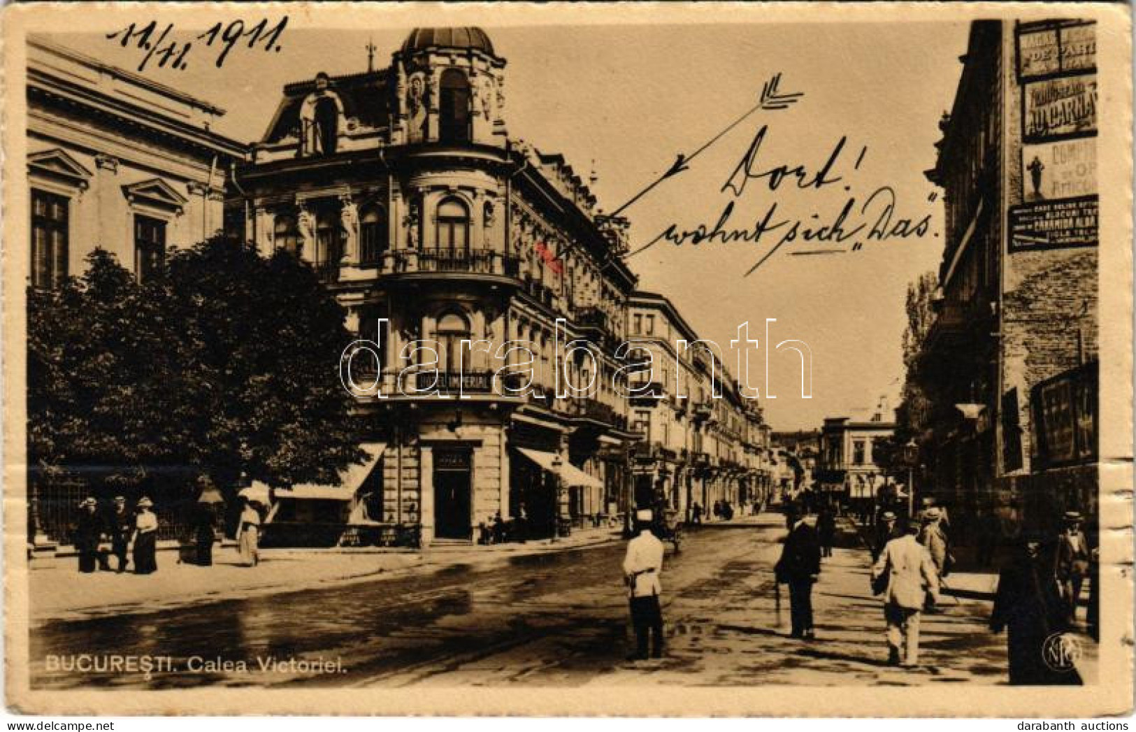 T2/T3 1911 Bucharest, Bukarest, Bucuresti, Bucuresci; Calea Victoriei / Street View, Hotel Imperial, Café (EK) - Unclassified