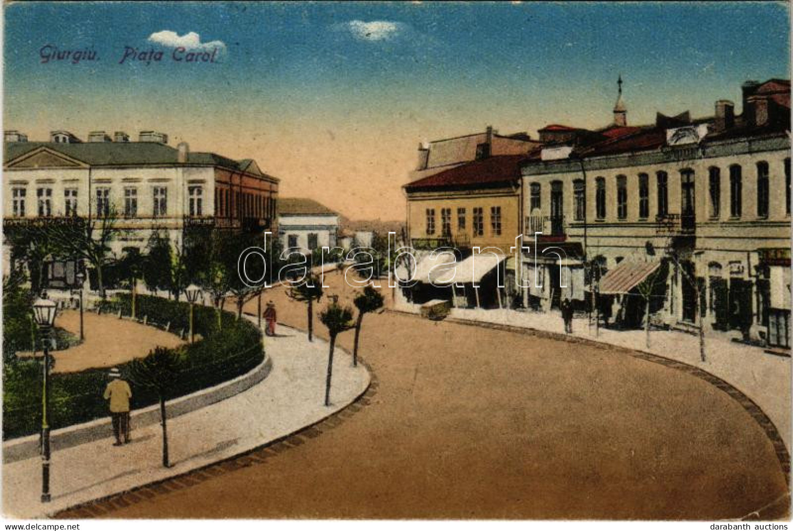 T2/T3 1923 Giurgiu, Gyurgyevó, Gyurgyó; Piata Carol. Depositu I. Saraga & S. Schwartz / Square, Shops (EK) - Zonder Classificatie