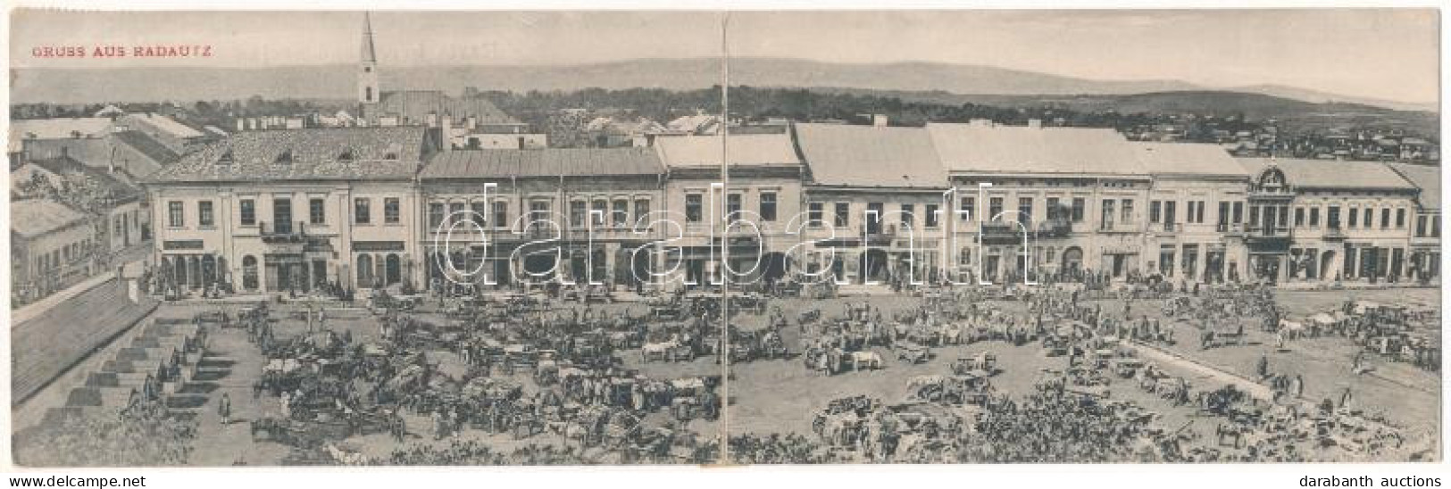 T4 1912 Radauti, Radóc, Radautz (Bukovina, Bucovina, Bukowina); Marktplatz / Market Square, Shops Of Feibel Gutman, Juda - Zonder Classificatie