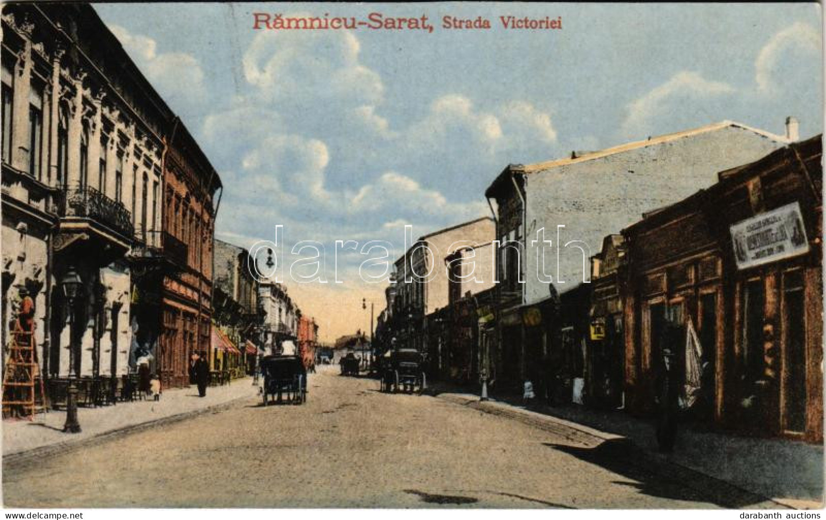 * T4 Ramnicu Sarat (Buzau), Strada Victoriei / Street View, Shops (cut) - Non Classés