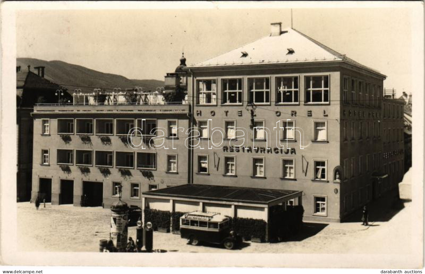 T2 1936 Maribor, Marburg; Hotel Orel Restauracija / Hotel And Restaurant, Autobus. Zaloga L. Kieser Photo - Non Classés