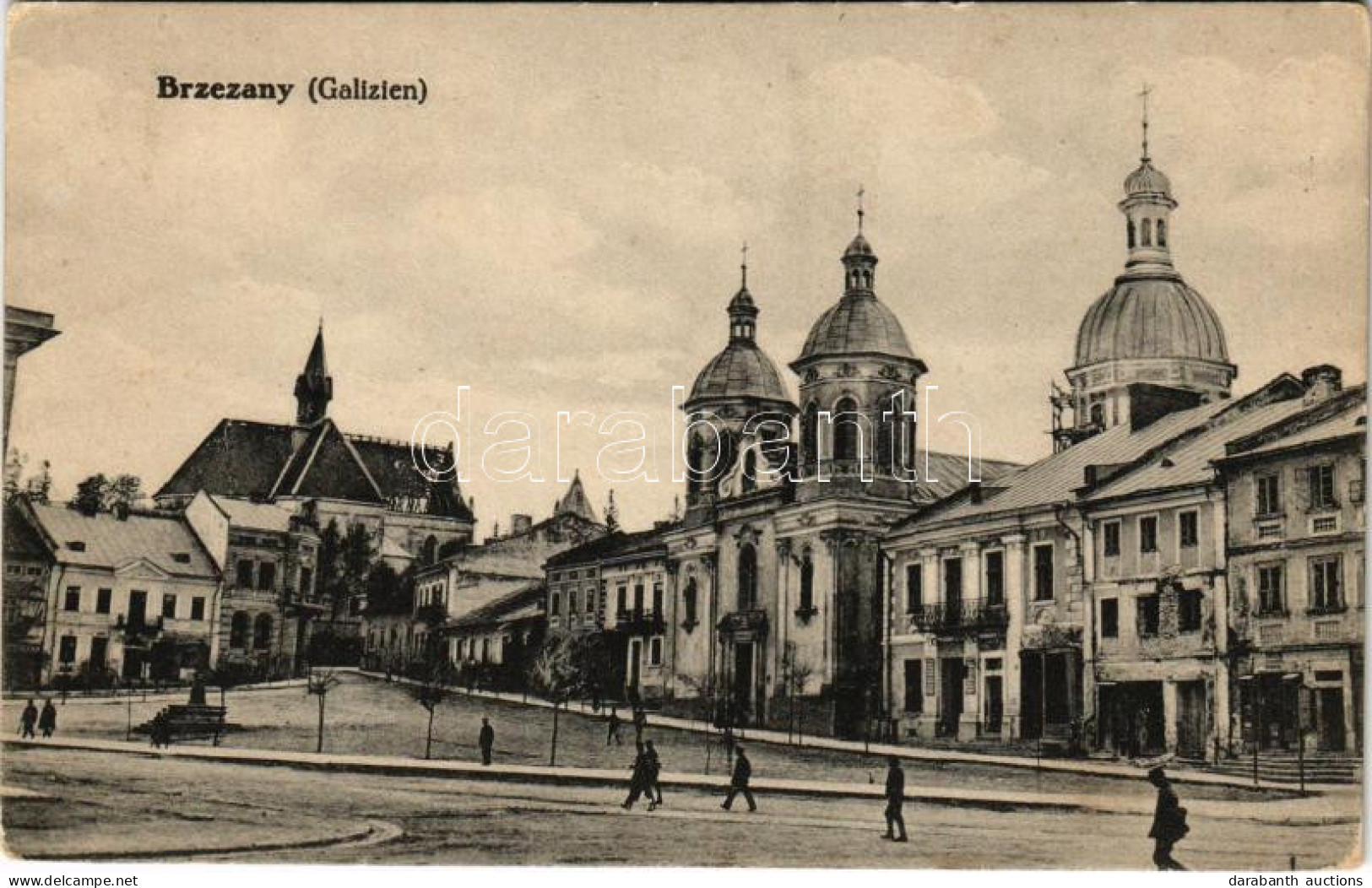 ** T2/T3 Berezhany, Brzezany, Berezsani (Galizien); Ringplatz / Market Square During WWI, Church (EK) - Non Classificati